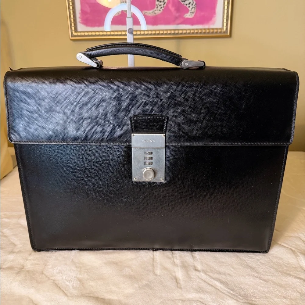 Prada Black Saffiano Leather Briefcase